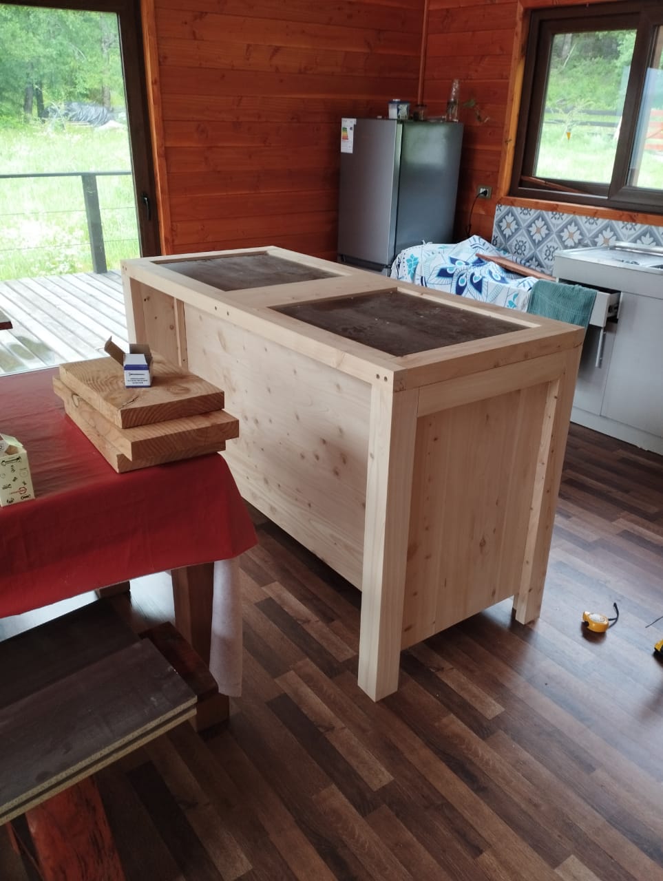 Proceso de construcción de isla de cocina