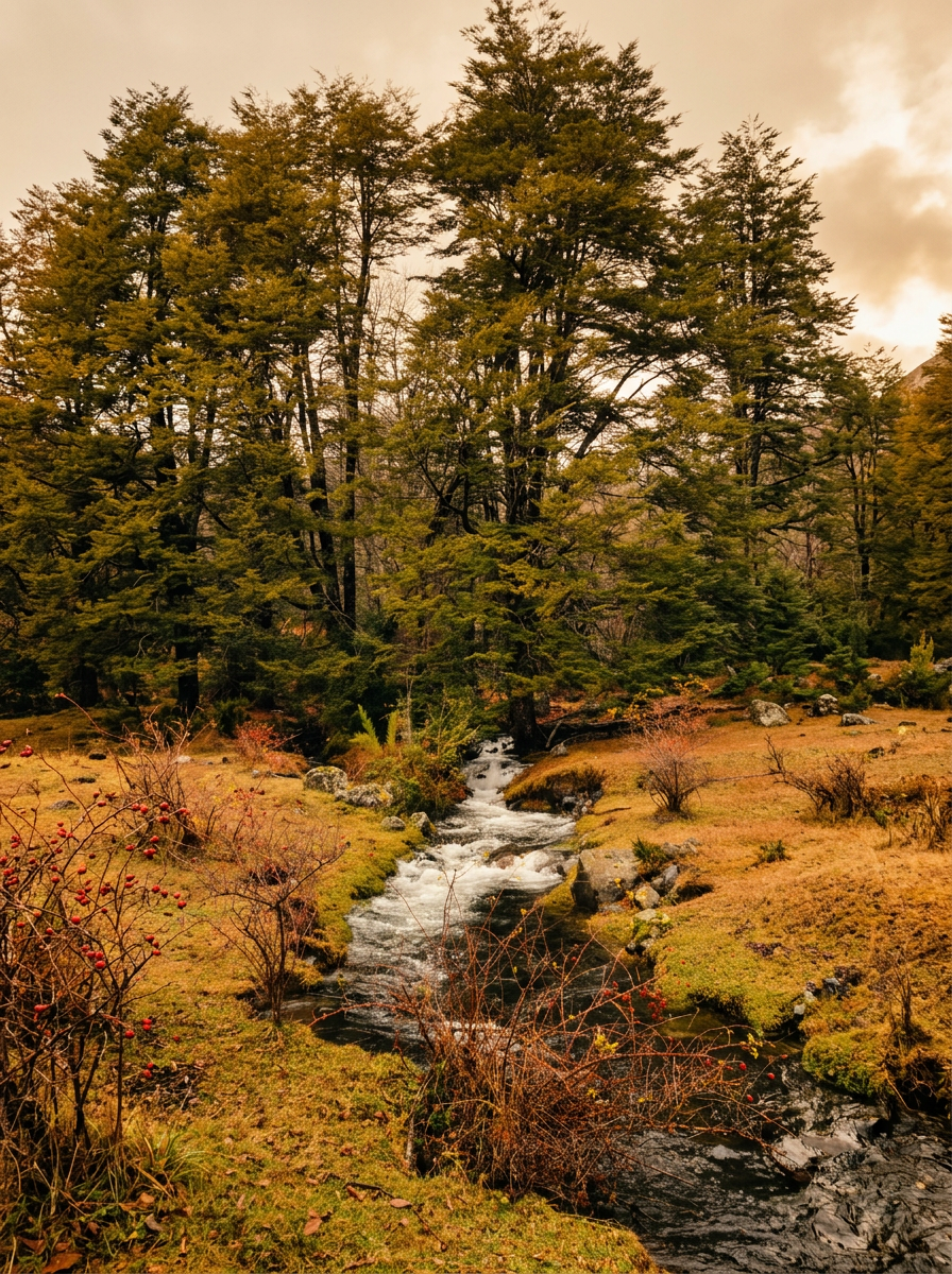 Estero en bosque nativo, Pucón Chile